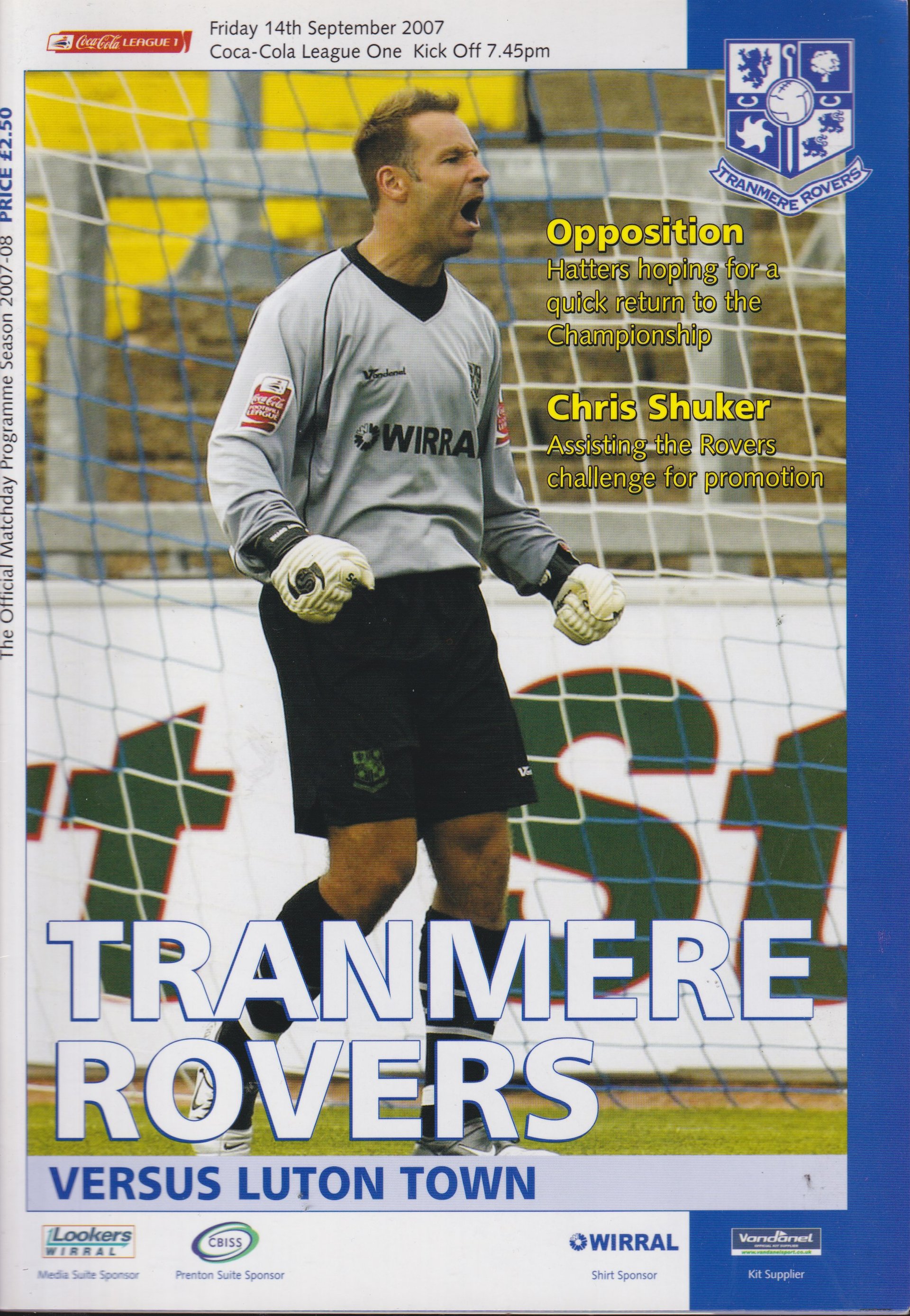 Tranmere Rovers v Luton Town match programme